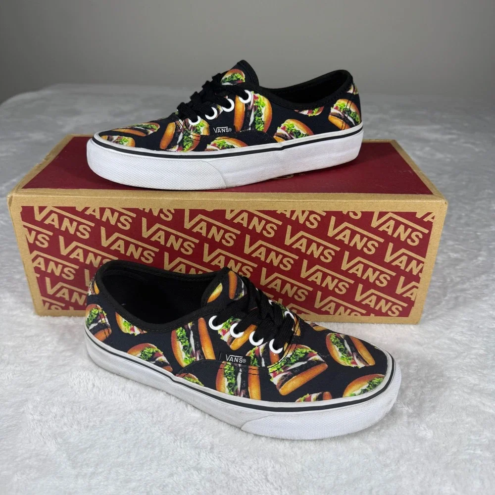 Vans Authentic Late Night Pack Hamburger Black Skate Shoes Men's 4.5 Women 6